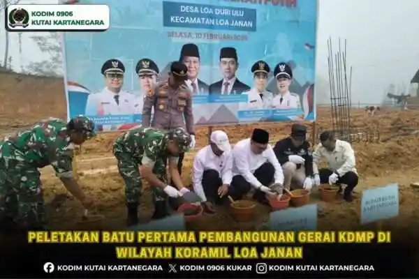 Peletakan Batu Pertama Pembangunan Gerai KDMP di Wilayah Koramil Loa Janan