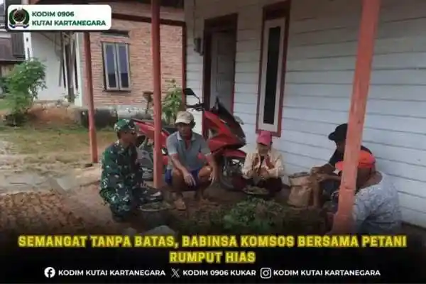 Semangat Tanpa Batas, Babinsa Komsos Bersama Petani Rumput Hias