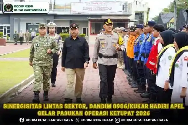 Sinergisitas Lintas Sektor, Dandim 0906/Kukar Hadiri Apel Gelar Pasukan Operasi Ketupat 2026