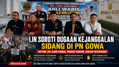KETUM LIN, DPD LIN SULSEL, WAKIL PANGLIMA KOMANDO DAN PBH-LIN GELAR KONFERENSI PERS USAI AKSI DAMAI DI PN GOWA