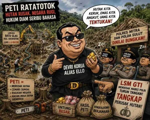 Devri Korua Alias Ello Diduga Bebas Jalankan PETI di Batu Glas Ratatotok, LSM GTI Minta Mabes Polri Turun Tangan
