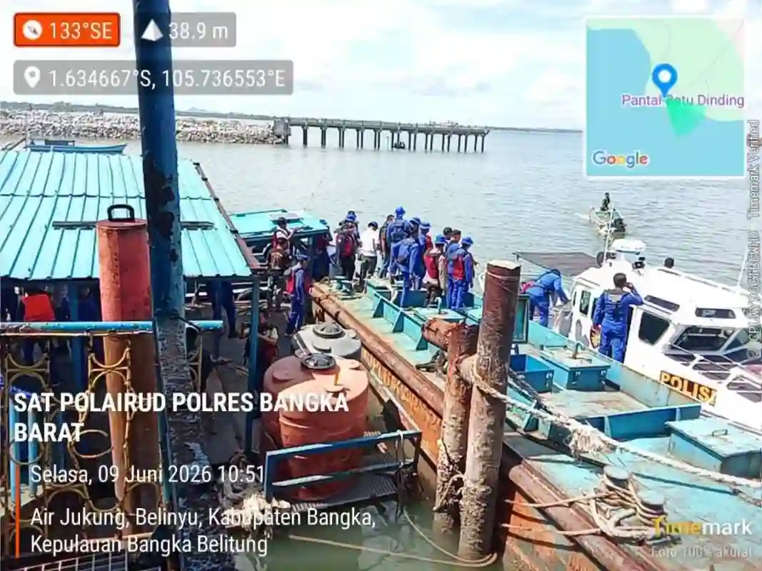 Polres Bangka Barat Tertibkan Ponton Tambang Ilegal di Teluk Kelabat Dalam, Empat Unit Berhasil Diamankan