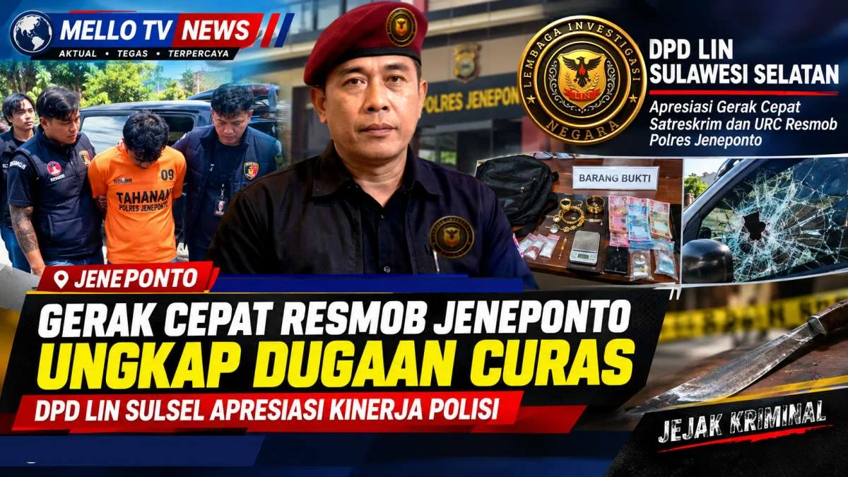 DPD LIN Sulsel Apresiasi Gerak Cepat Satreskrim Polres Jeneponto Ungkap Dugaan Curas