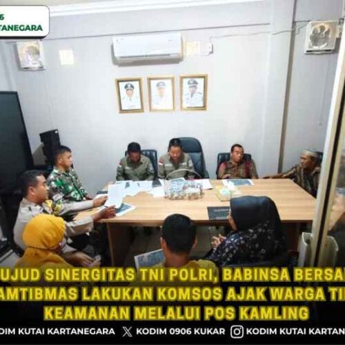 Wujud Sinergitas TNI Polri, Babinsa Bersama Bhabinkamtibmas Lakukan Komsos Ajak Warga Tingkatkan Keamanan Melalui Pos Kamling