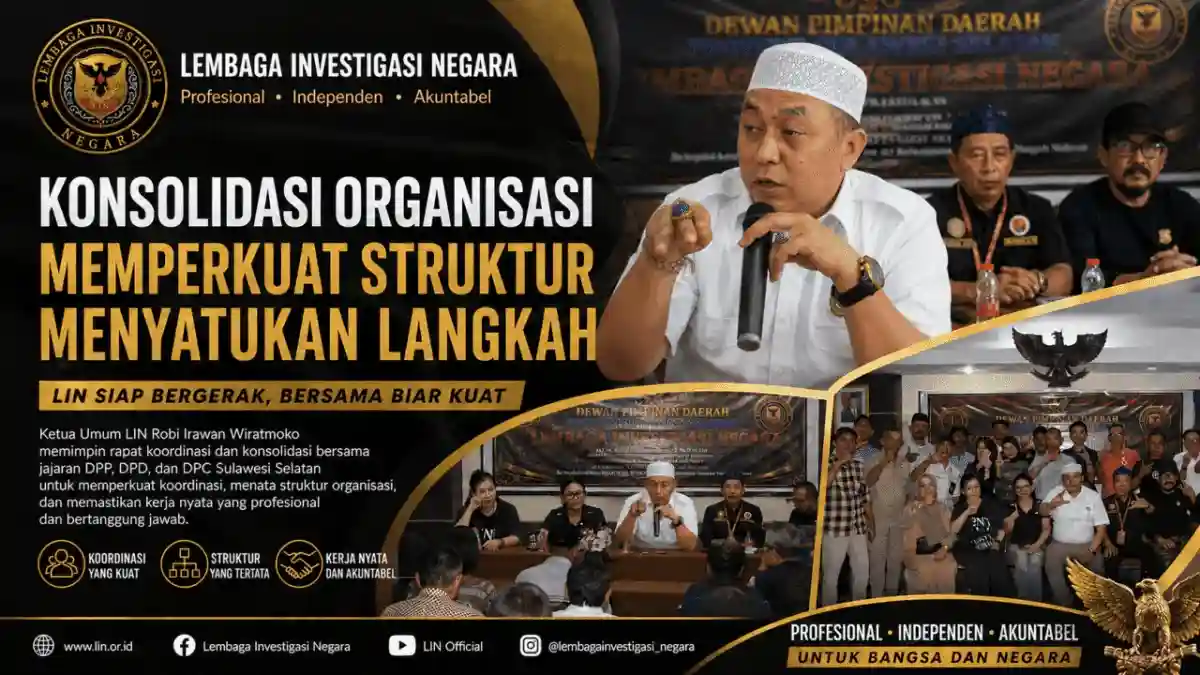 Ketua Umum LIN Robi Irawan Wiratmoko Pimpin Konsolidasi di Sulsel, Tekankan Penguatan Struktur dan Koordinasi Organisasi