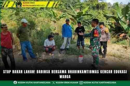 Stop Bakar Lahan, Babinsa Bersama Bhabinkamtibmas Gencar Edukasi Warga